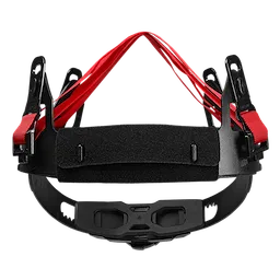 BOLT 4-Point Ratcheting Suspension with black and red adjustable straps, black forehead padding, and plastic components.