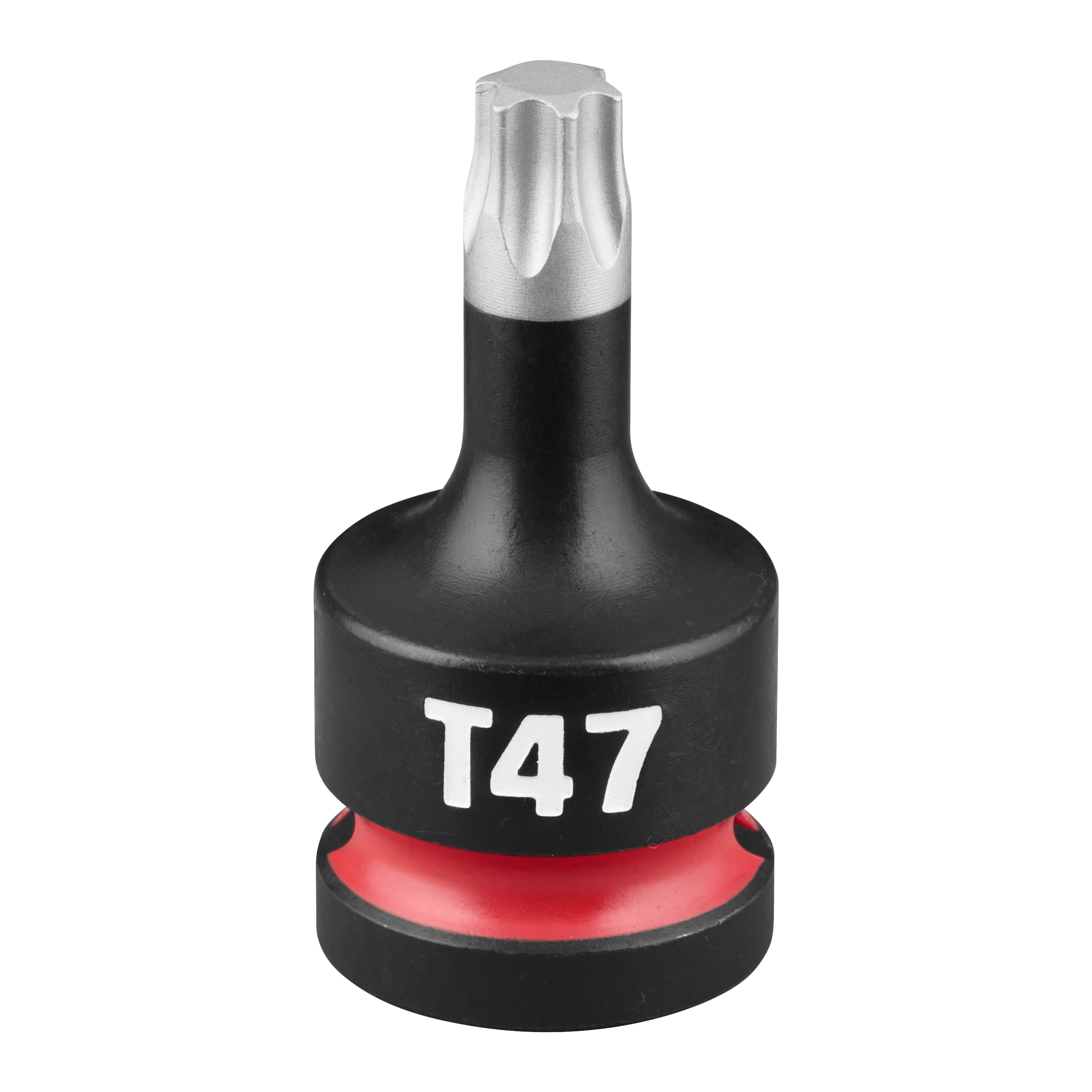 The SHOCKWAVE Impact Duty 1/2" Drive 2" Torx T47 Bit Socket features a black body with a red ring near the base and "T47" inscribed on the side.
