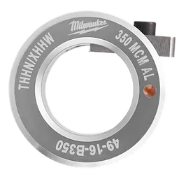 Silver Milwaukee 350 MCM AL THHN/THWN Copper Die with orange marking and black adjustment lever, model 49-16-B350.
