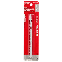 5-1/4" 14TPI T-Shank Metal Cutting Bi-Metal Jig Saw Blades 5PK in red and white packaging.