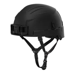 The BOLT™ Black Safety Helmet features a durable shell with a sleek black finish, 4-point ratcheting suspension, and is classified as Type 2, Class E. The helmet includes adjustable straps and a secure fit for enhanced safety and comfort. Ideal for construction and industrial use.