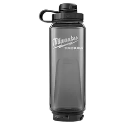 PACKOUT 34oz Bottle with Tether Lid standing upright with a screw-on cap and carrying loop.