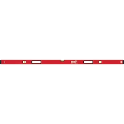 The REDSTICK Level is a red carpenter's level with four vials for measuring accuracy. The product name is displayed in white lettering.