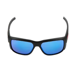 Full Frame Safety Glasses with Removable Side Shields feature blue mirrored anti-scratch lenses. The glasses are black with wrap-around earpieces and provide full coverage protection for the eyes. Ideal for construction and industrial environments.