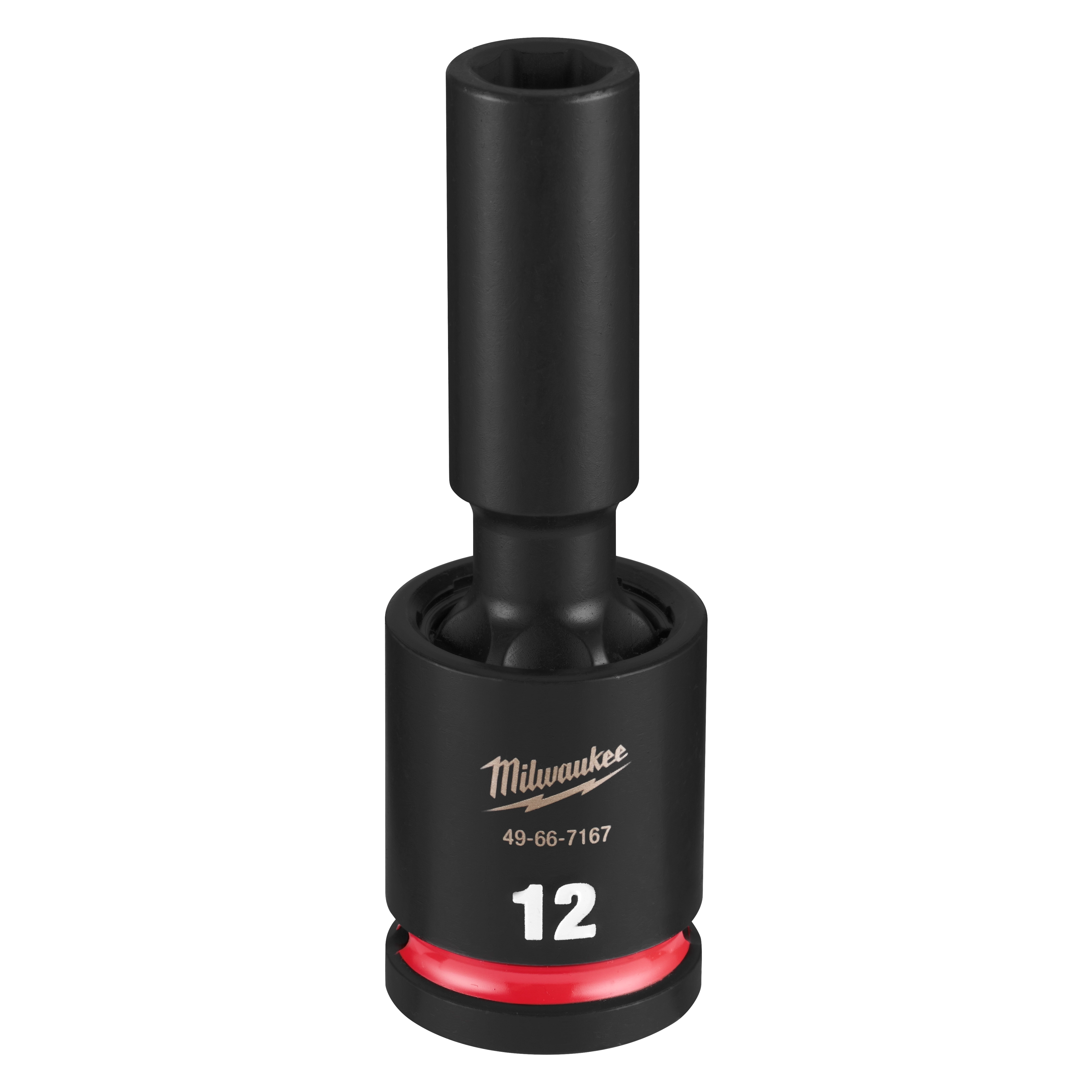 Single SHOCKWAVE Impact Duty 1/2" Drive 12MM Deep Swivel Socket standing upright on a plain background.