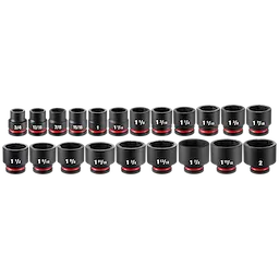 21PC SHOCKWAVE Impact Duty 3/4" Drive SAE Standard Socket Set includes various sockets, displayed in two rows, marked with sizes.