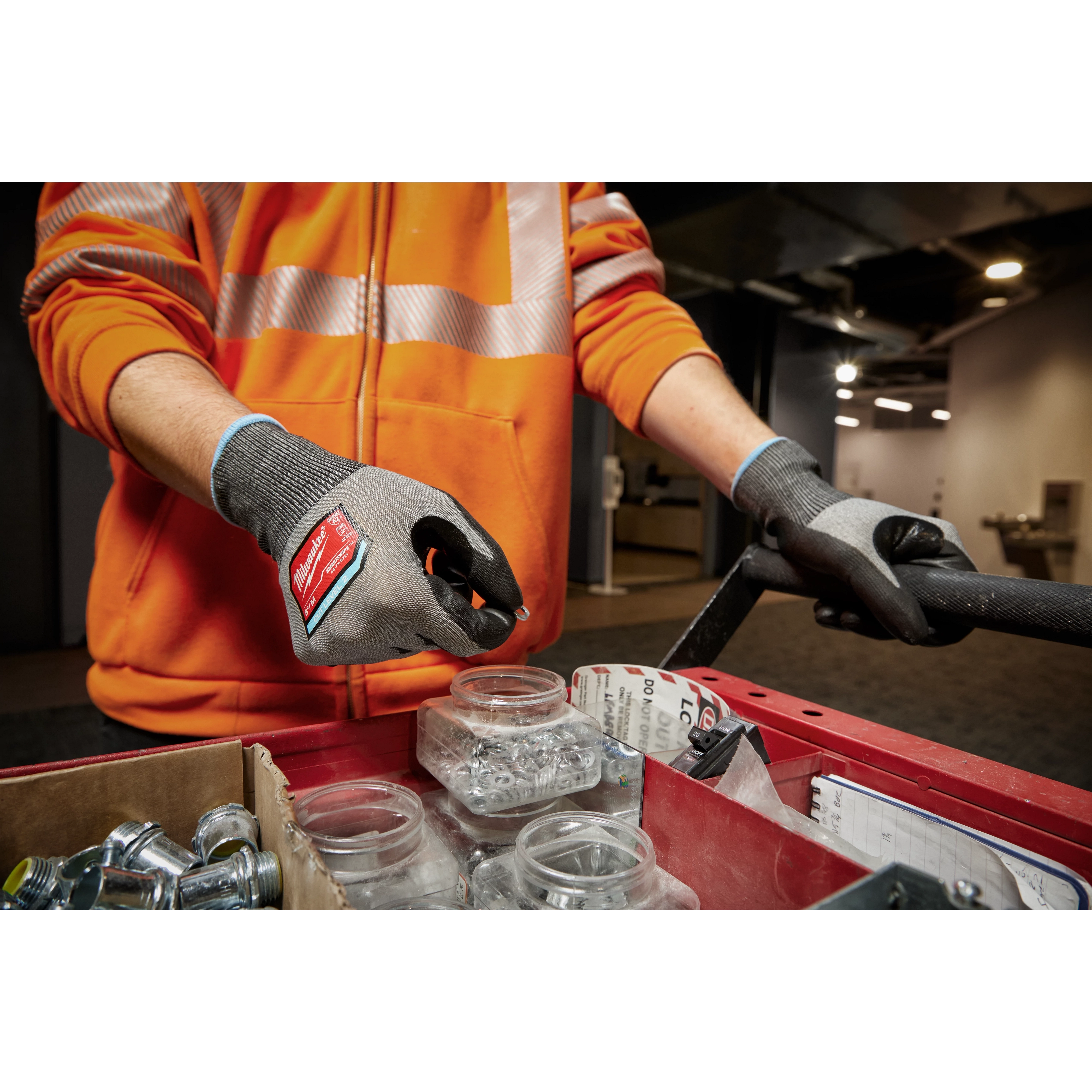 Worker wearing the Cut 2 High-Dexterity Gloves on the jobsite