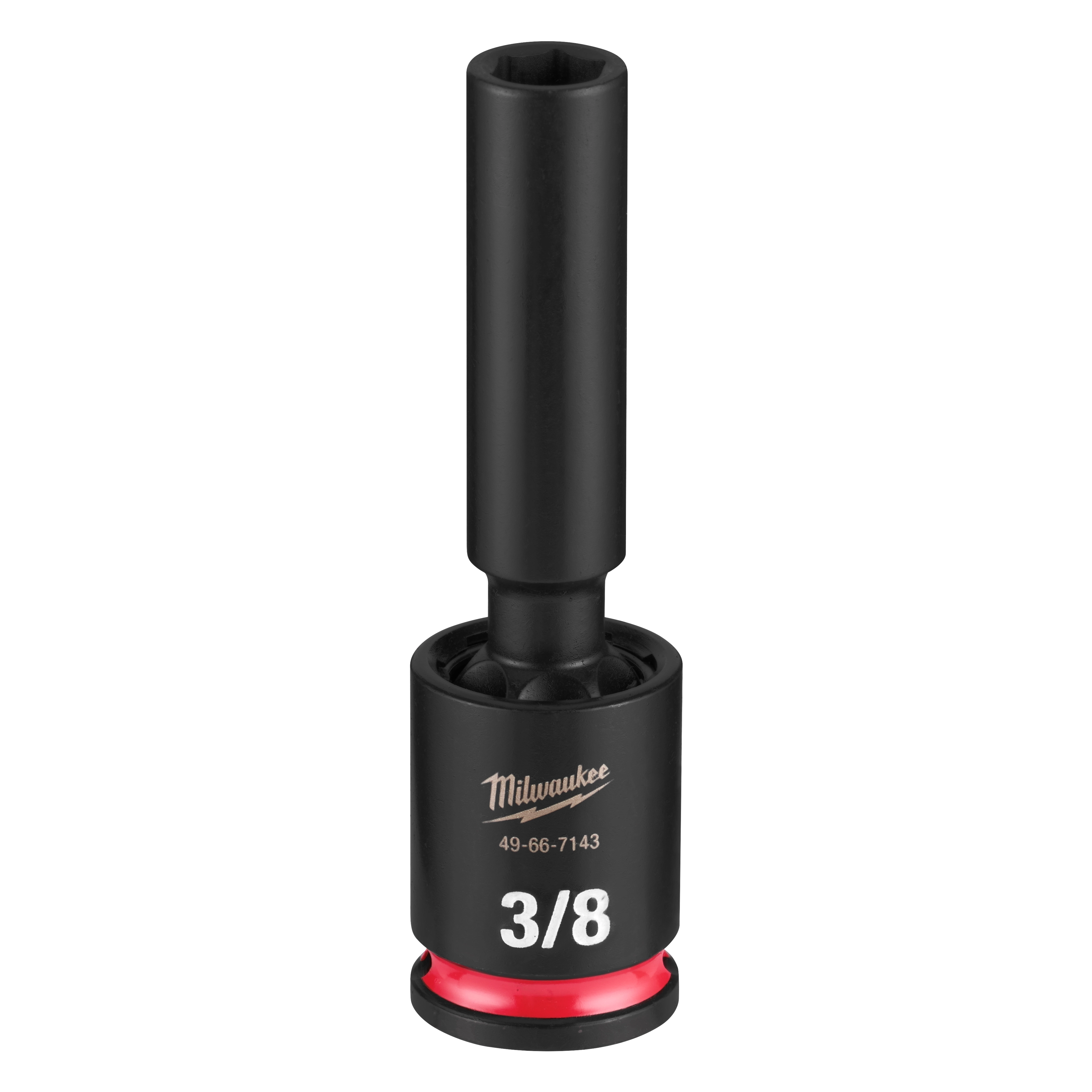 SHOCKWAVE Impact Duty 3/8" Drive 3/8" Deep Swivel Socket standing upright on a plain background.