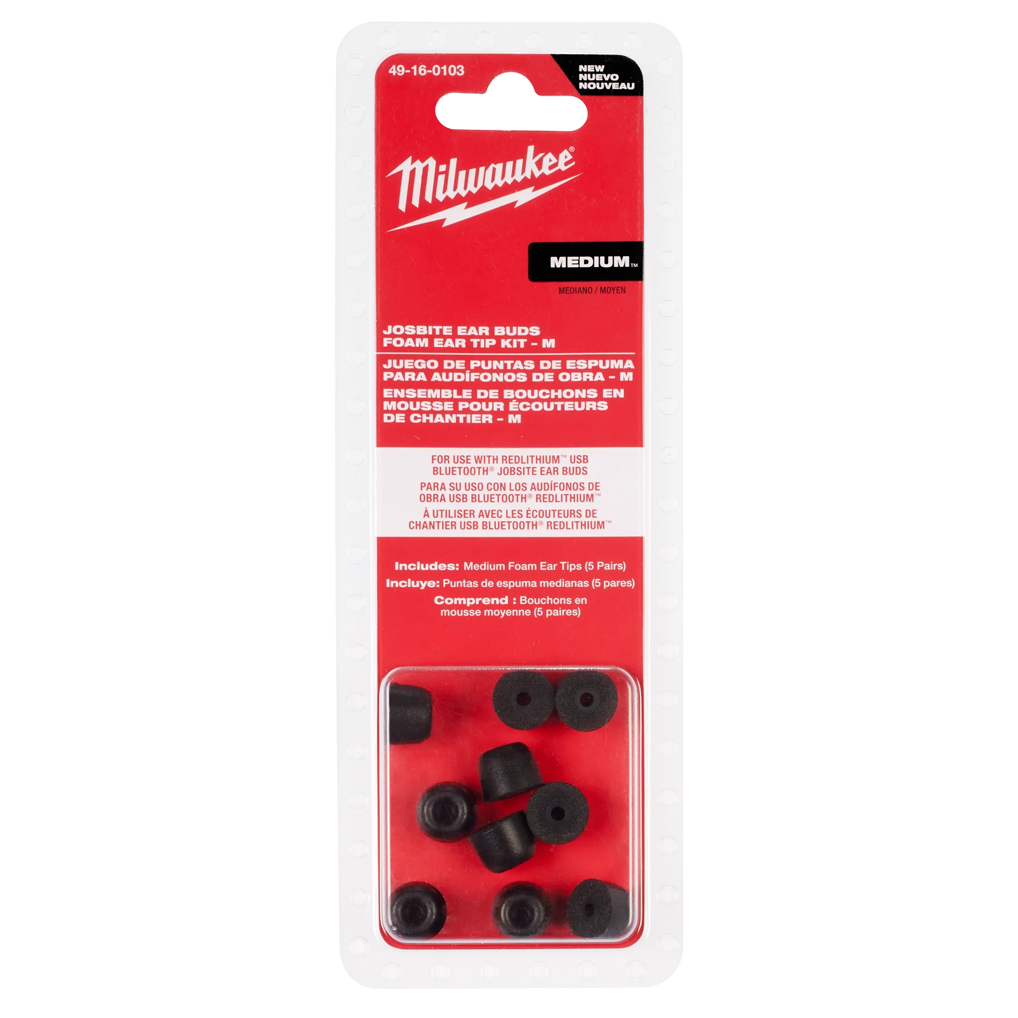 Medium Jobsite Ear Buds Foam Ear Tip Kit in its packaging