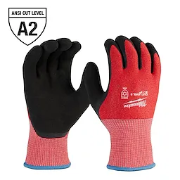 The 48-73-7920 Primary Image displays red and black cut-resistant gloves with an ANSI Cut Level A2 rating symbol on the top left.