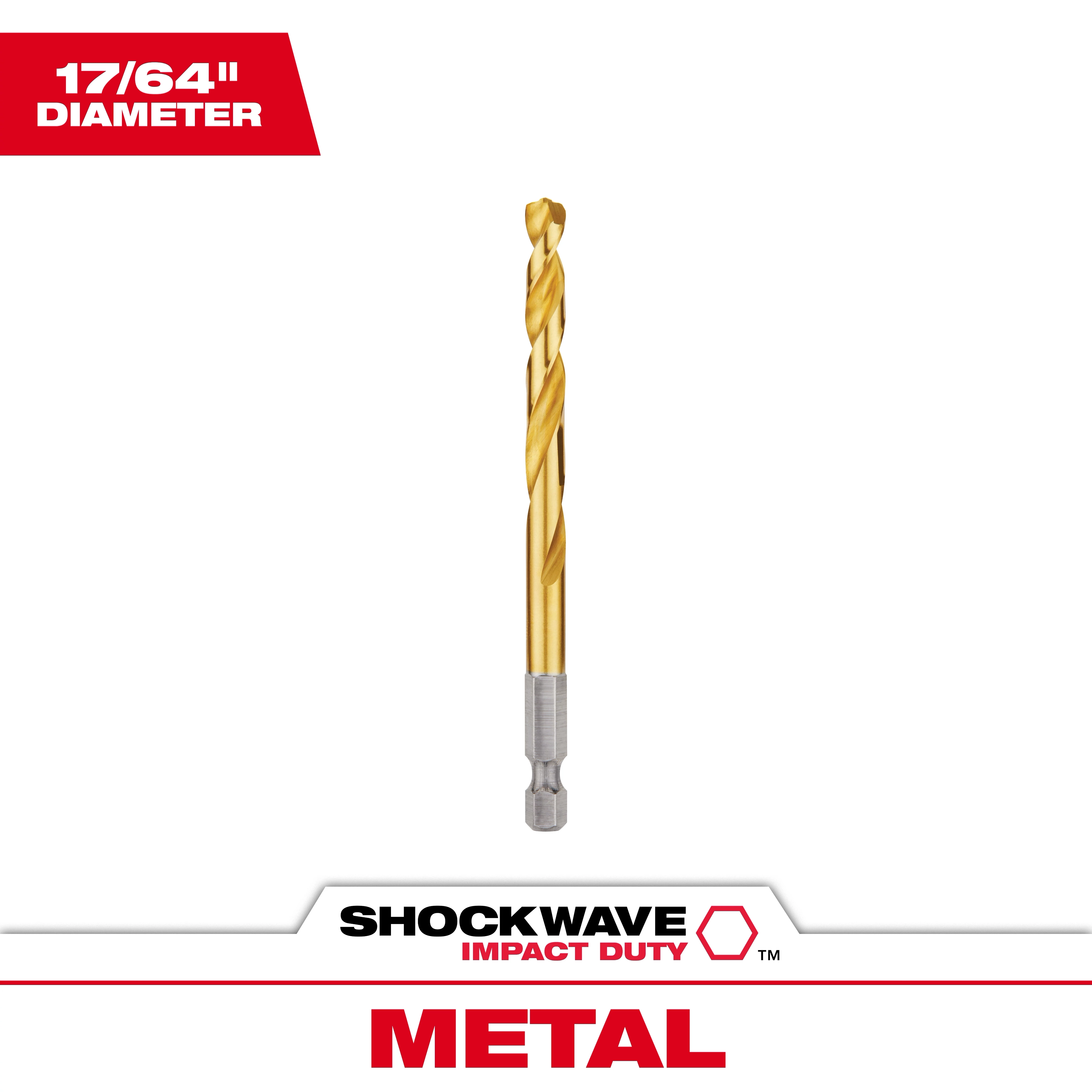 Milwaukee 48-89-4614 Shockwave Impact Duty titanium drill bit for metal, 17/64" diameter.