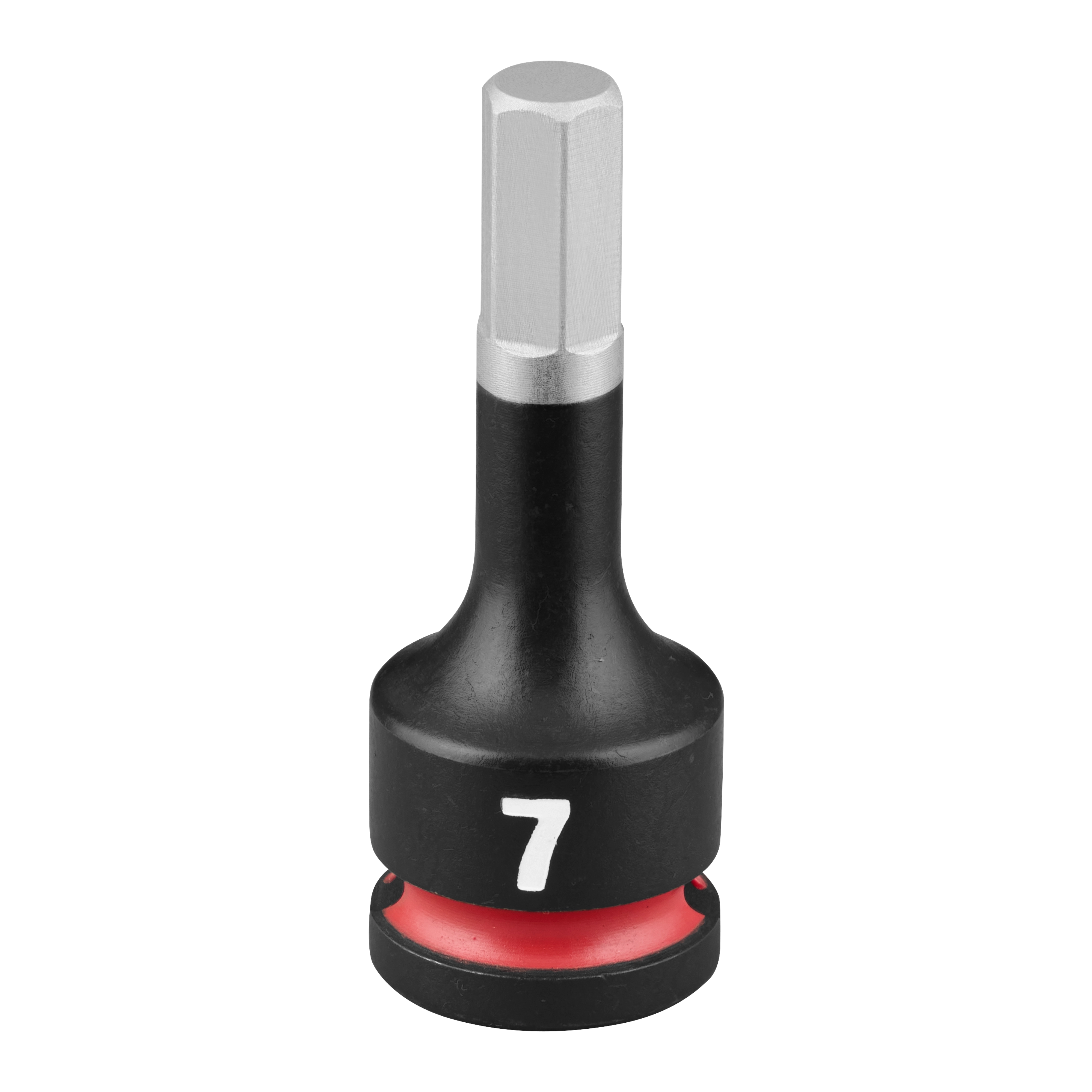 The SHOCKWAVE Impact Duty 3/8" Drive 2" Hex 7mm Bit Socket is a black, metal tool bit with a hexagonal head and a visible "7" marking.