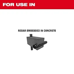 Rebar Cutter Image Reel for use in cutting rebar embedded in concrete, depicted with black rebar pieces in grey concrete.