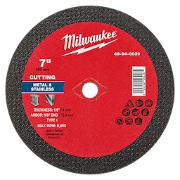 7" x 1/8" x 5/8" DKO Metal Cut Off Wheel - Type 1 for cutting metal and stainless steel. Max RPM: 8,600.