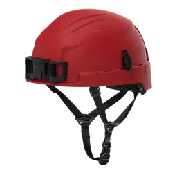 The BOLT™ Red Safety Helmet w/ 4pt Ratcheting Suspension – Type 2, Class E, is a durable red safety helmet with a 4-point ratcheting suspension. It features a robust design suitable for head protection in tough environments and includes adjustable straps for a secure fit.
