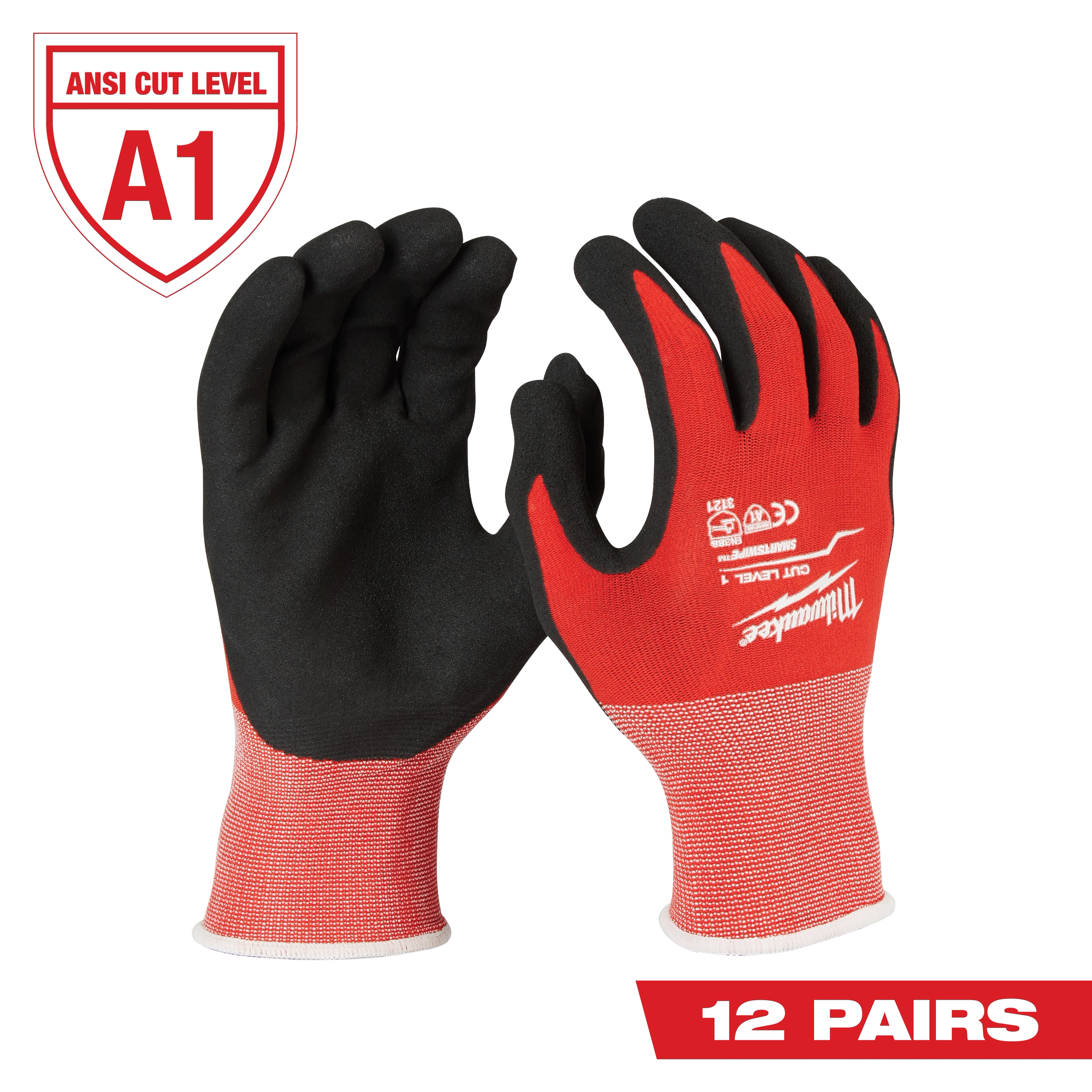 Red Nitrile Level 1 Cut Resistant Dipped Work Gloves