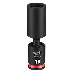 SHOCKWAVE Impact Duty 3/8" Drive 19MM Deep Swivel Socket standing upright on a plain background.