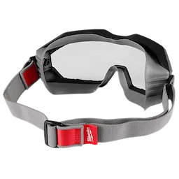 Non-Vented Goggles with Clear Dual Coat Lens featuring a grey adjustable strap and black frame, designed for eye protection.