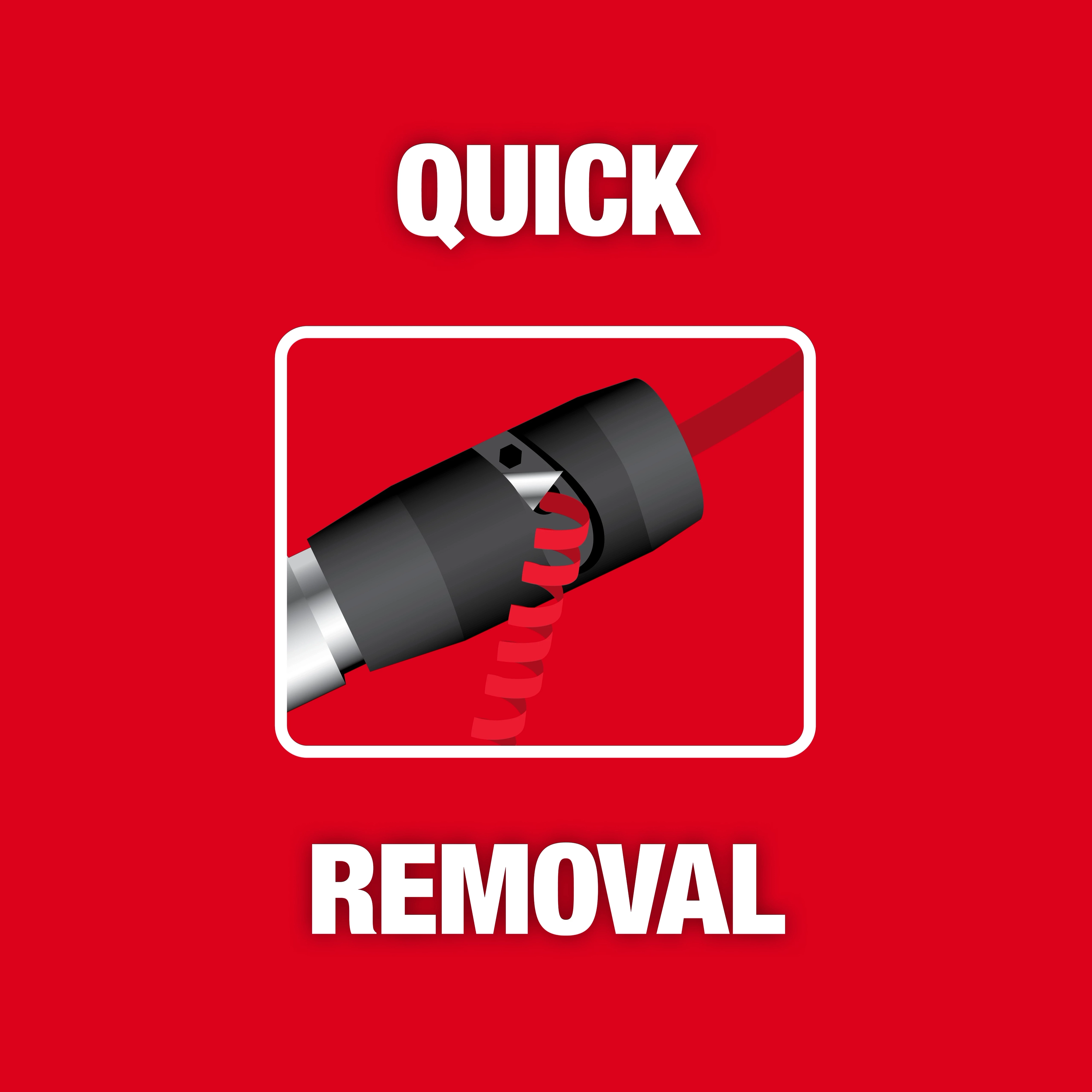 The image features the AWG Solid Wire Stripper demonstrating the quick removal of wire insulation. The background is red with the text "Quick Removal" in bold white lettering at the top and bottom.