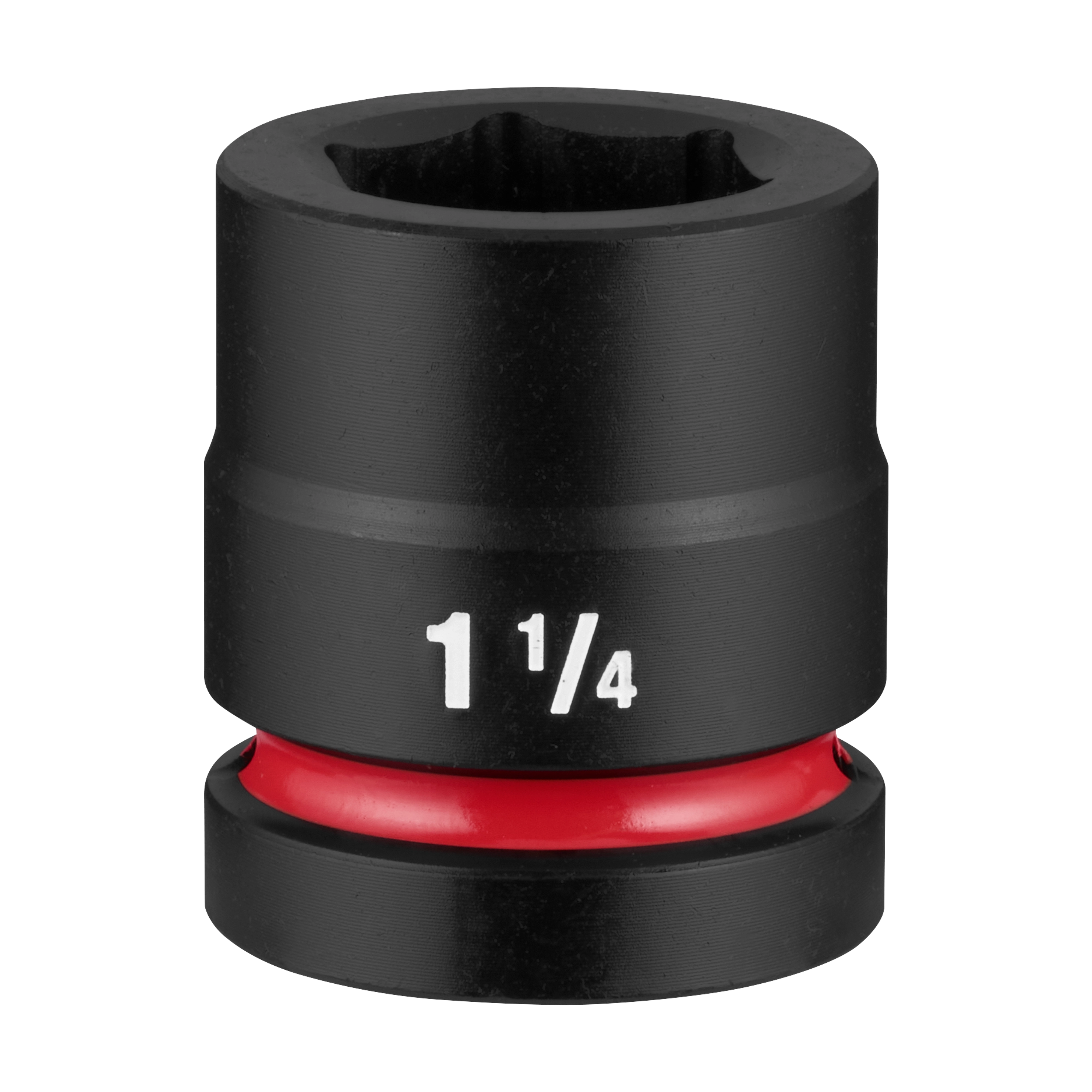 SHOCKWAVE Impact Duty 1" Drive 1-1/4" Standard 6 Point Socket standing upright with a red ring near the base.