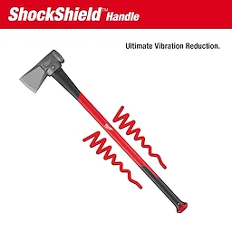 8lb Splitting Maul (36" Handle) with red and black ShockShield handle, designed for ultimate vibration reduction.