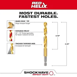 The 48-89-4618 Walkaround drill bit features a Quad Edge tip, Variable Helix geometry, and a Thicker Tapered Web for durability and speed.