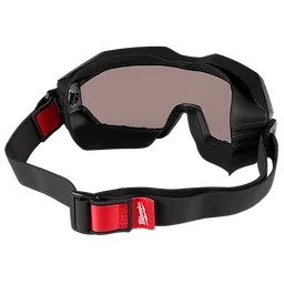 Vented Goggles - Tinted Dual Coat Lens with black frame, adjustable black strap, and red accent with logo on the buckle.