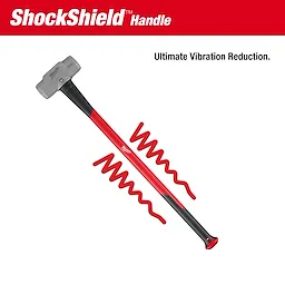 10lb Sledge Hammer (36" Handle) with integrated ShockShield handle for ultimate vibration reduction, shown with red and black design.