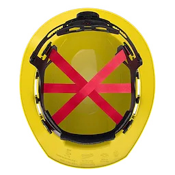 Interior view of BOLT Yellow Full Brim Vented Hard Hat w/6pt Ratcheting Suspension (USA) - Type 1, Class C