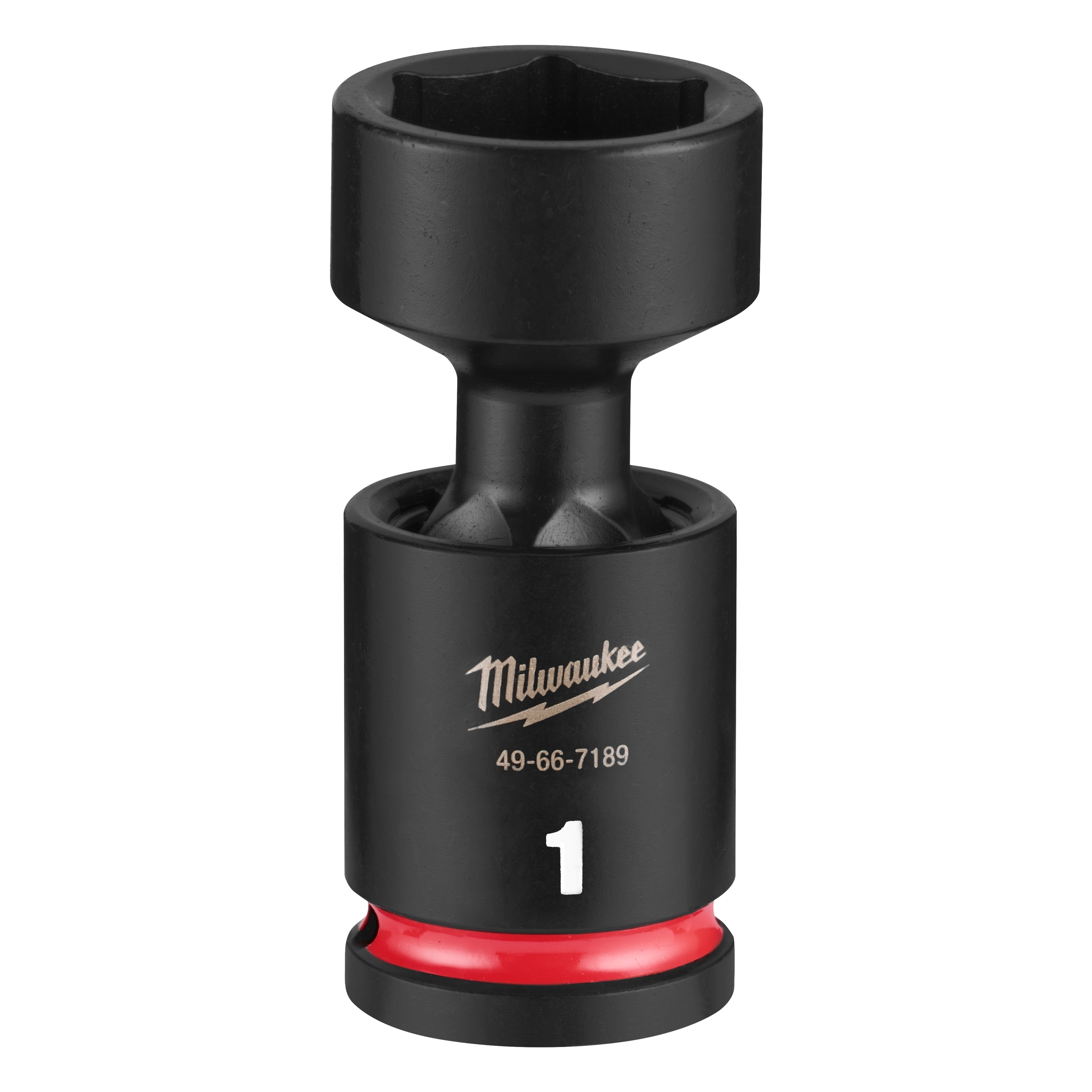 SHOCKWAVE Impact Duty 1/2" Drive 1" Standard Swivel Socket standing upright with a red ring near the base.