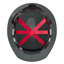 Top view of BOLT Gray Full Brim Vented Hard Hat w/6pt Ratcheting Suspension (USA) - Type 1, Class C