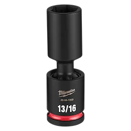 SHOCKWAVE Impact Duty 1/2" Drive 13/16" Deep Swivel Socket standing upright with a red ring near the base.