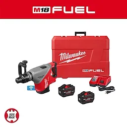 M18 FUEL 18 lb SDS MAX Demolition Hammer Kit w/ ONE-KEY with case, two batteries, charger, and hammer tool.