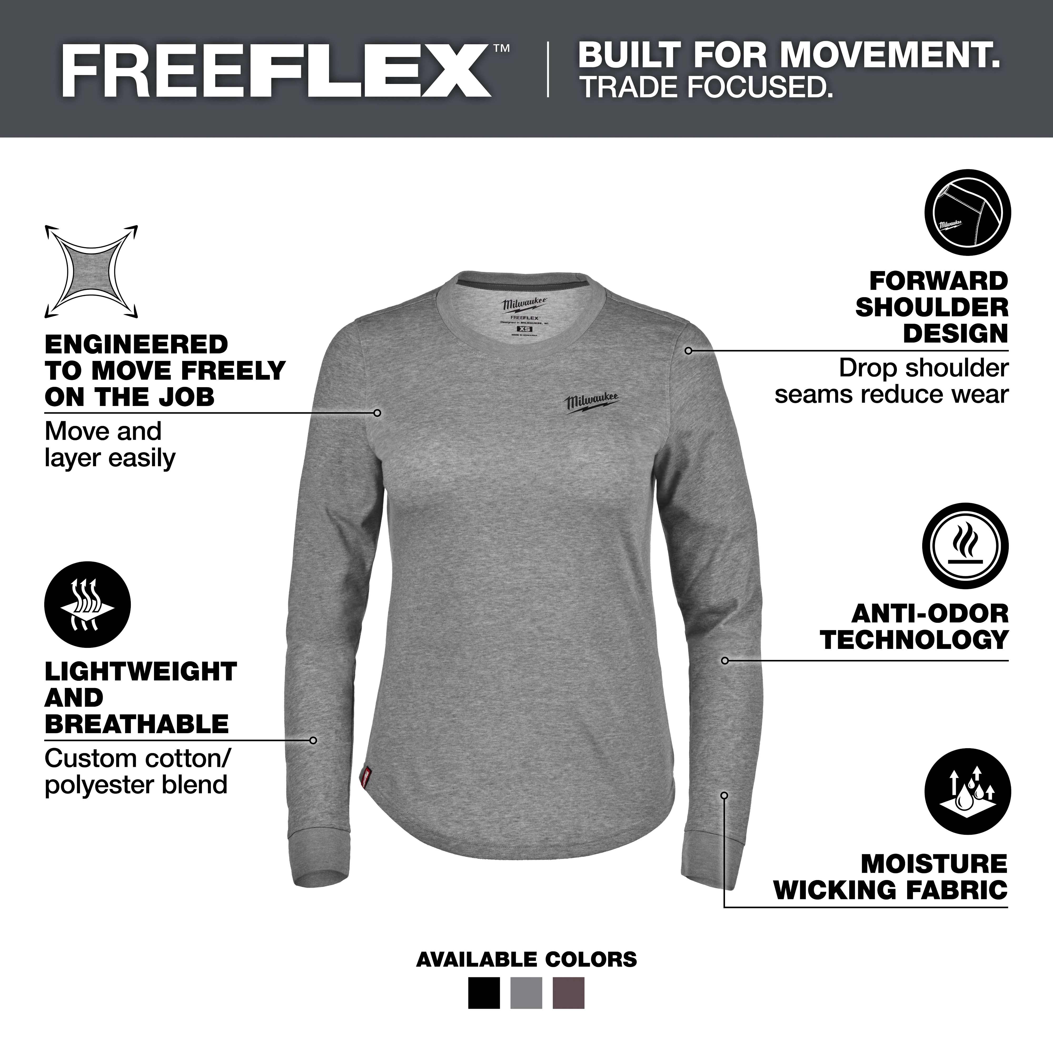 Women's FREEFLEX™ Hybrid Tee - Long Sleeve Gray
