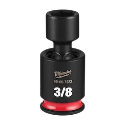 Black SHOCKWAVE Impact Duty 1/4" Drive 3/8" Standard Swivel Socket with red base on a plain background.