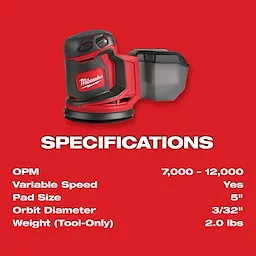 M18 Random Orbit Sander
Product Specifications