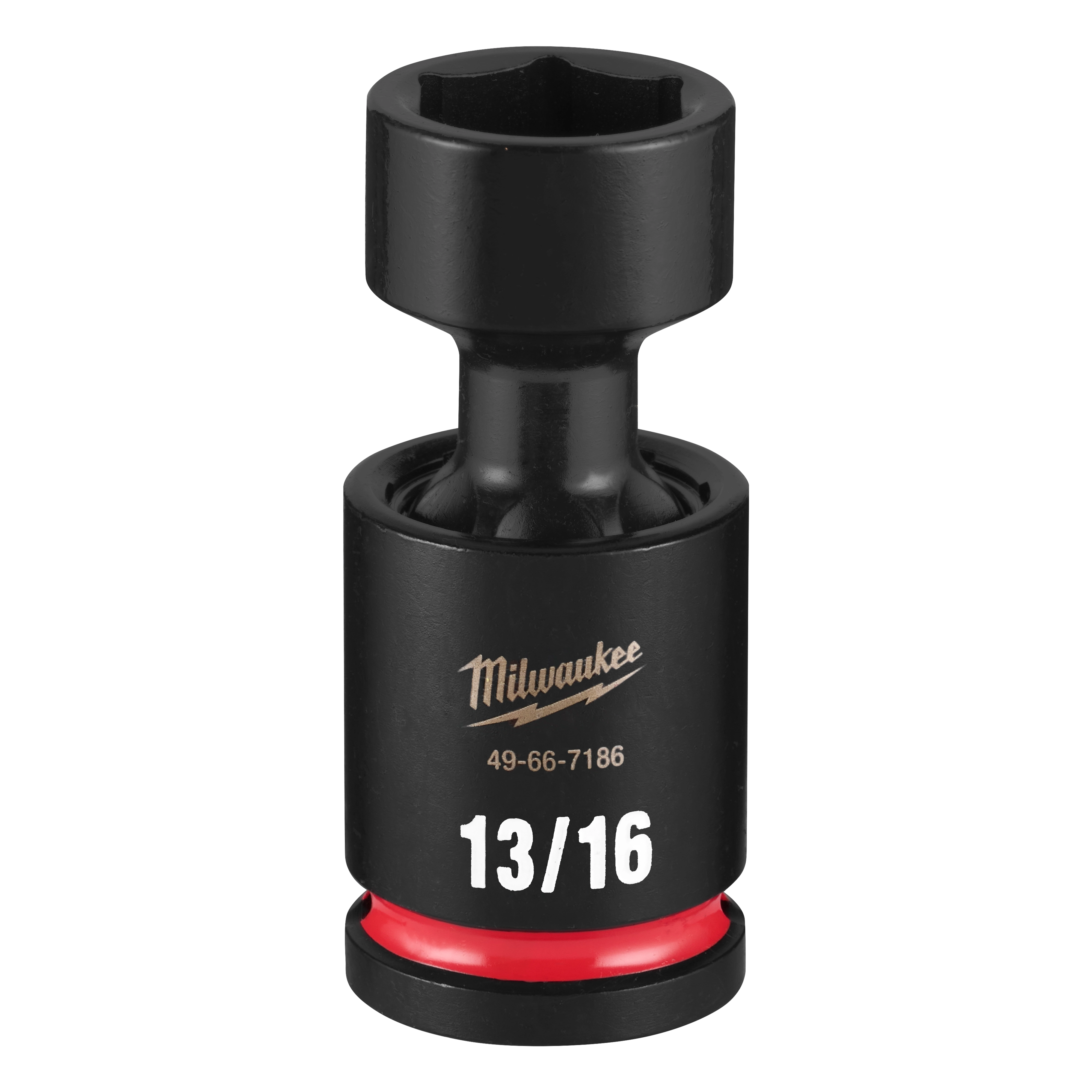 SHOCKWAVE Impact Duty 1/2" Drive 13/16" Standard Swivel Socket standing upright with a red band near the base.