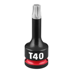 SHOCKWAVE Impact Duty 3/8" Drive 2" Torx T40 Bit Socket features a black body with a white "T40" marking and a red ring near the base.
