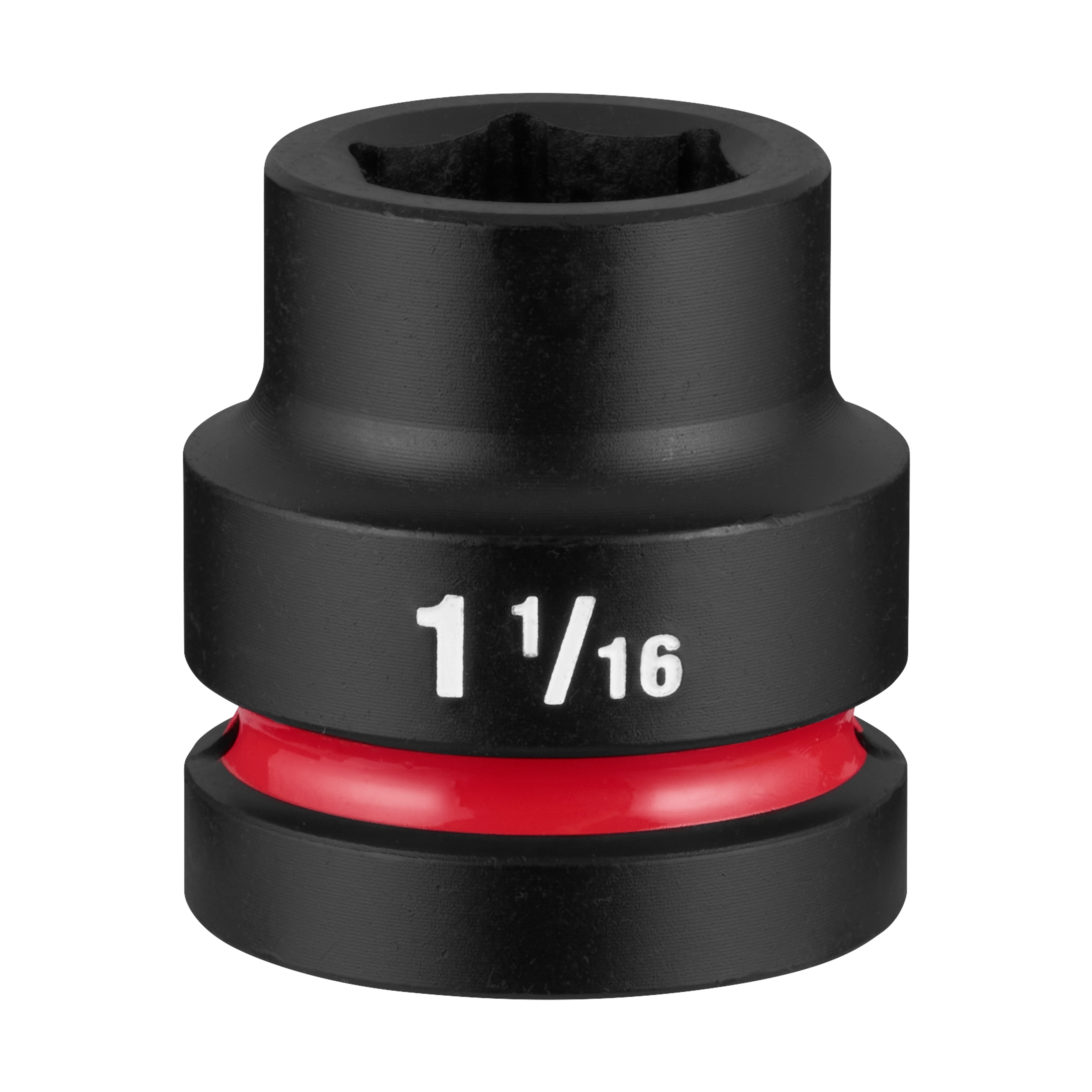 SHOCKWAVE Impact Duty 1" Drive 1-1/16" Standard 6 Point Socket, black with a red ring near the base.