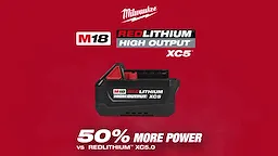 M18 REDLITHIUM HIGH OUTPUT XC5 Resistant Battery Pack.