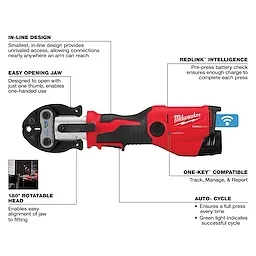M12 FORCE LOGIC PRESS TOOL KIT w/ ONE KEY with 3/8", 3/4", & 7/8" ZoomLock MAX & >B< MaxiPro Press Jaws on white background.