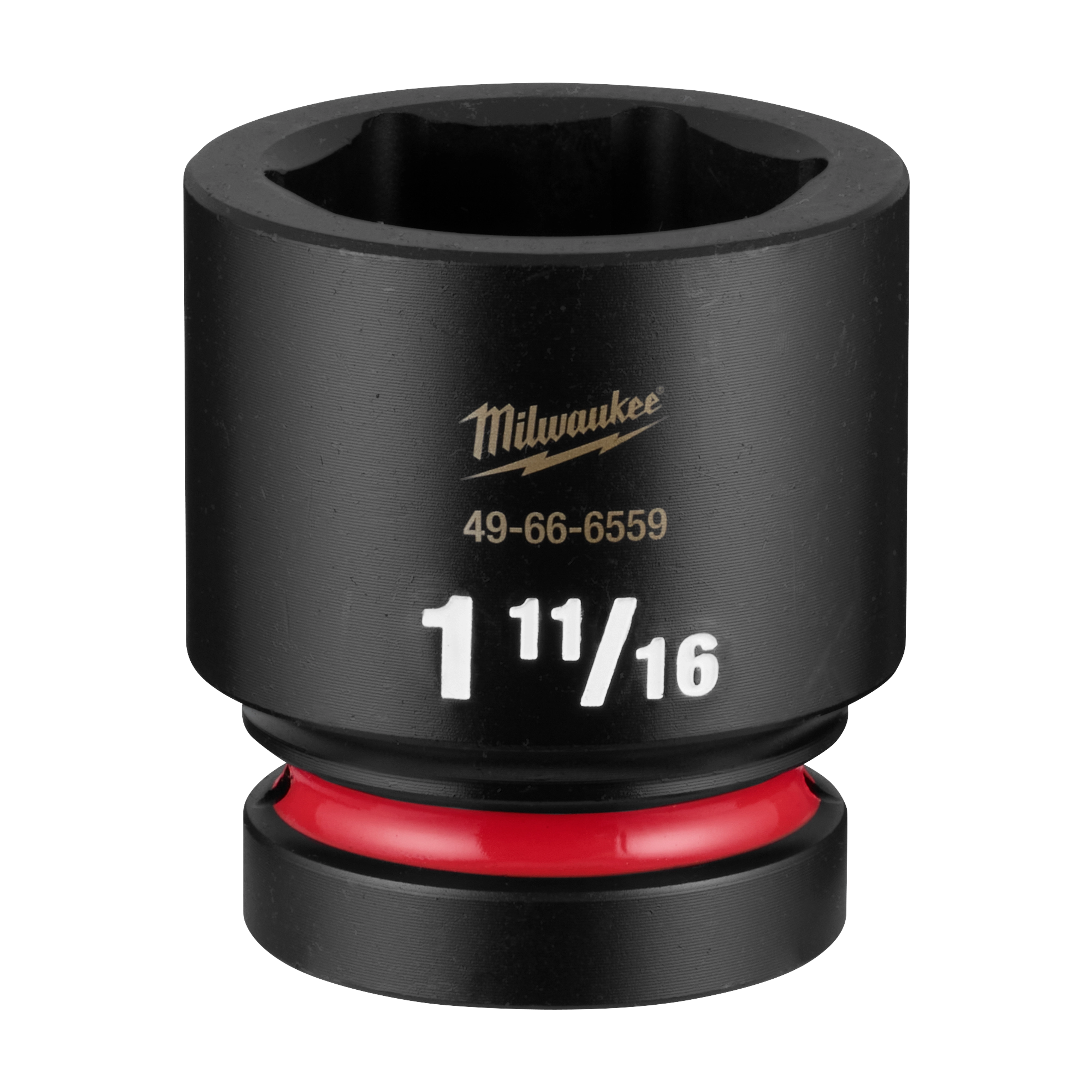 SHOCKWAVE Impact Duty 1" Drive 1-11/16" Standard 6 Point Socket standing upright with visible size markings.