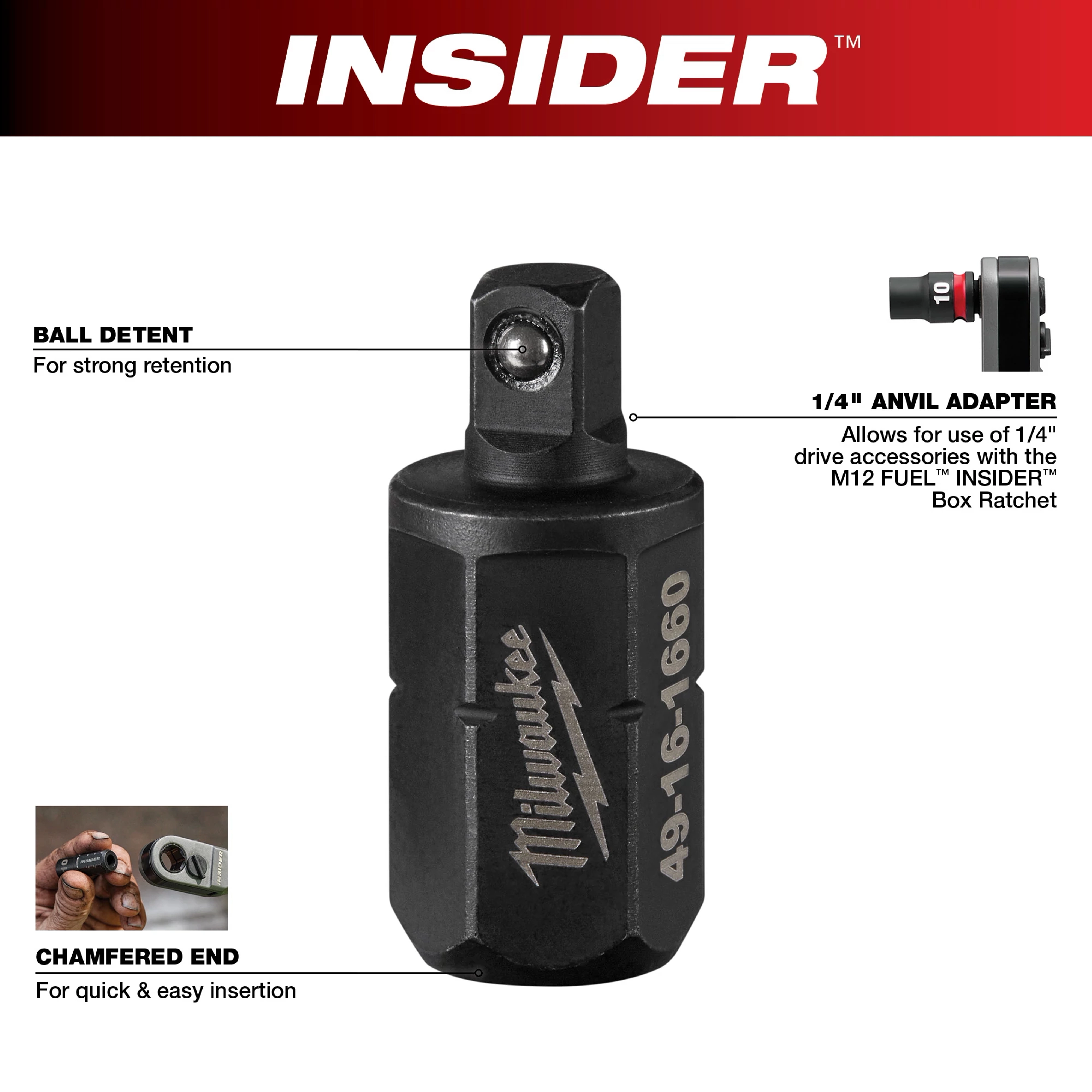 INSIDER™ Box Ratchet 1/4" Anvil Adapter