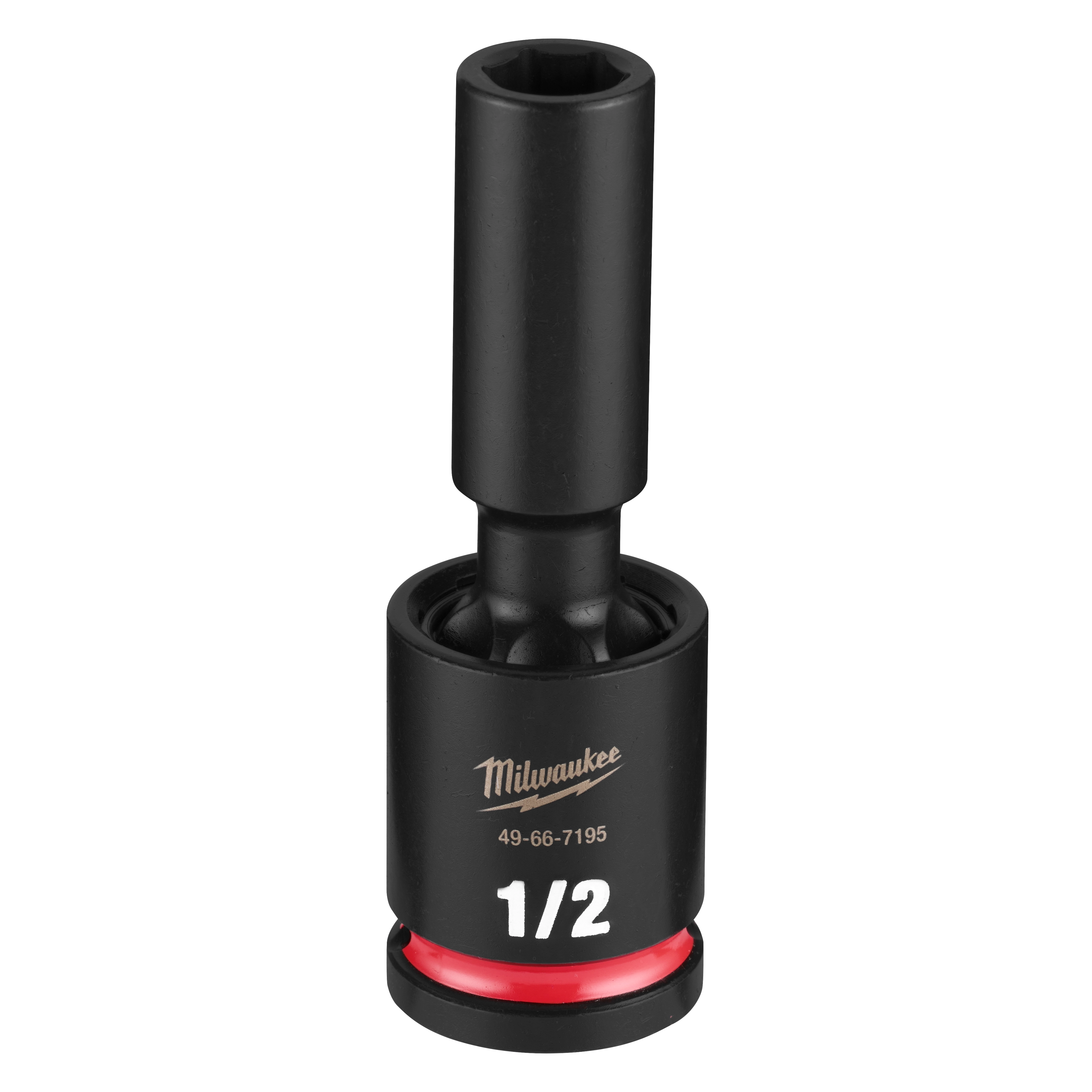 SHOCKWAVE Impact Duty 1/2" Drive 1/2" Deep Swivel Socket standing upright on a plain background.
