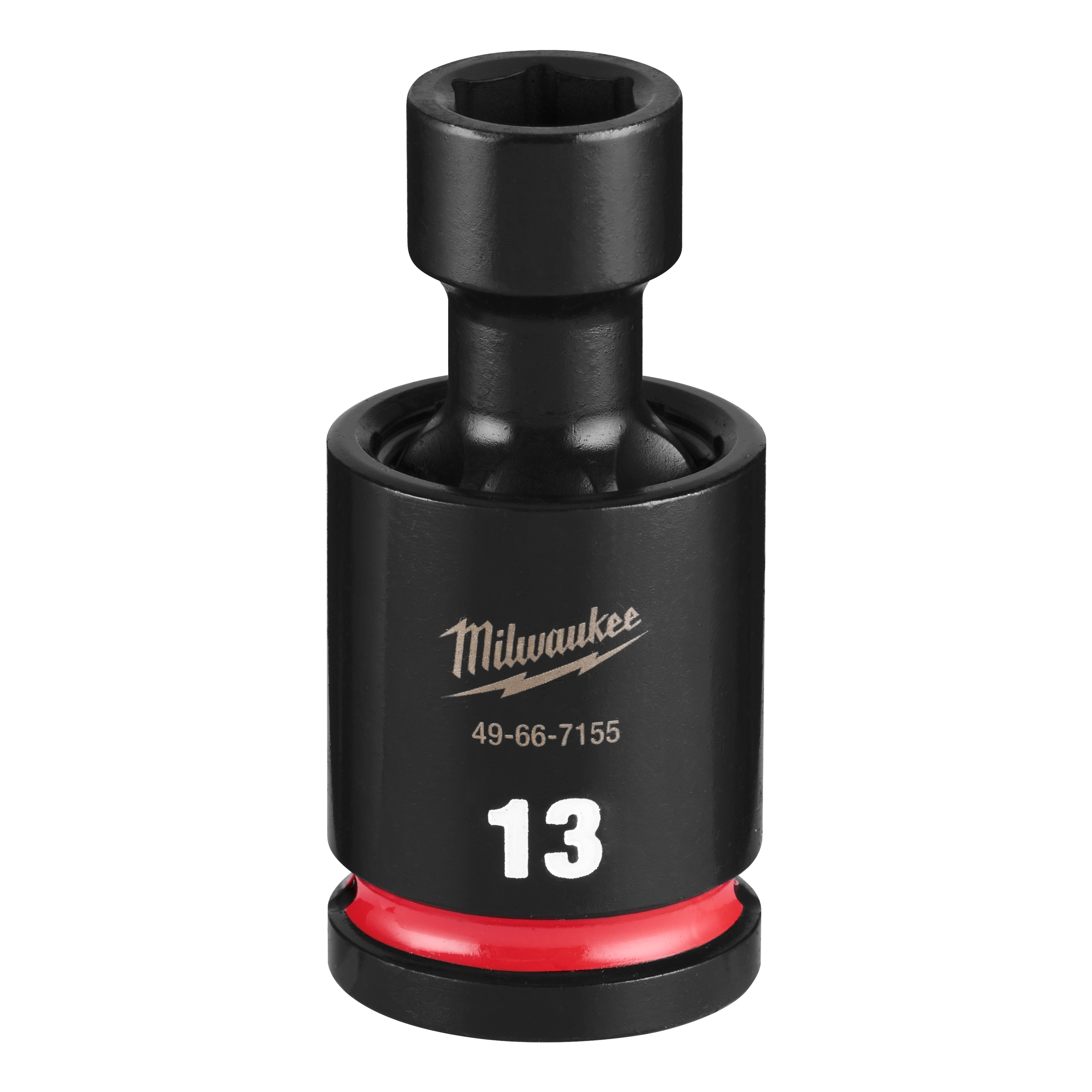 SHOCKWAVE Impact Duty 1/2" Drive 13MM Standard Swivel Socket standing upright with a red band near the base.