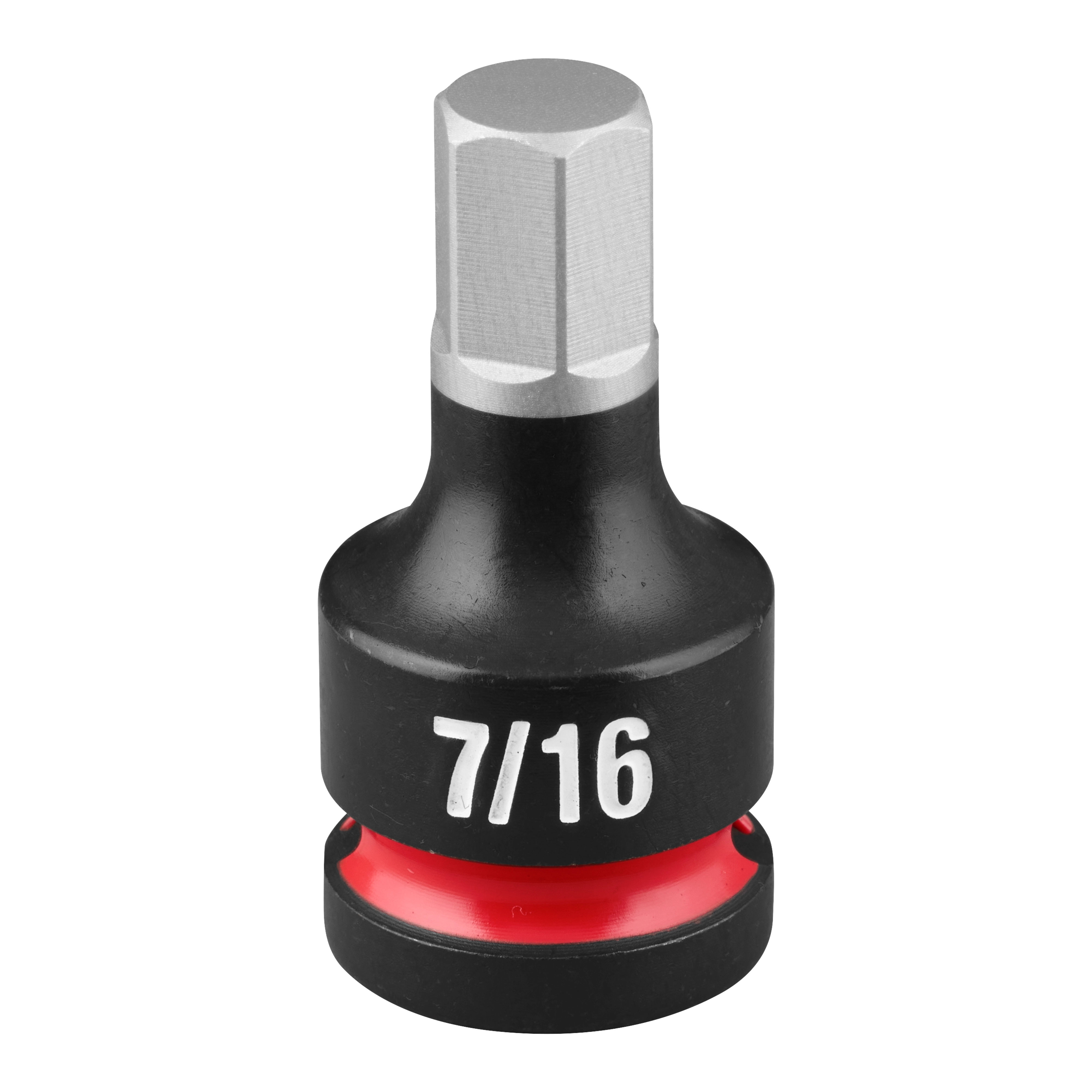 SHOCKWAVE Impact Duty 1/2" Drive 2" Hex 7/16" Bit Socket standing upright on a plain background.