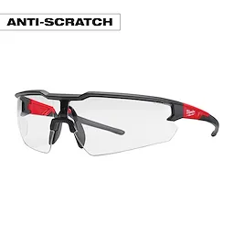 Safety Glasses - Anti-Scratch Lenses (Clear) with a black frame and red accents, featuring durable clear lenses designed to prevent scratches.