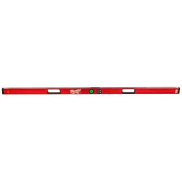 Milwaukee REDSTICK Digital Level with PINPOINT Measurement Technology features a red body, a digital display, and two handles.