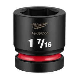 Black SHOCKWAVE Impact Duty 1" Drive 1-7/16" Standard 6 Point Socket with a red ring near the base.