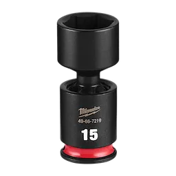 SHOCKWAVE Impact Duty 1/4" Drive 15MM Standard Swivel Socket standing upright with a red ring near the base.